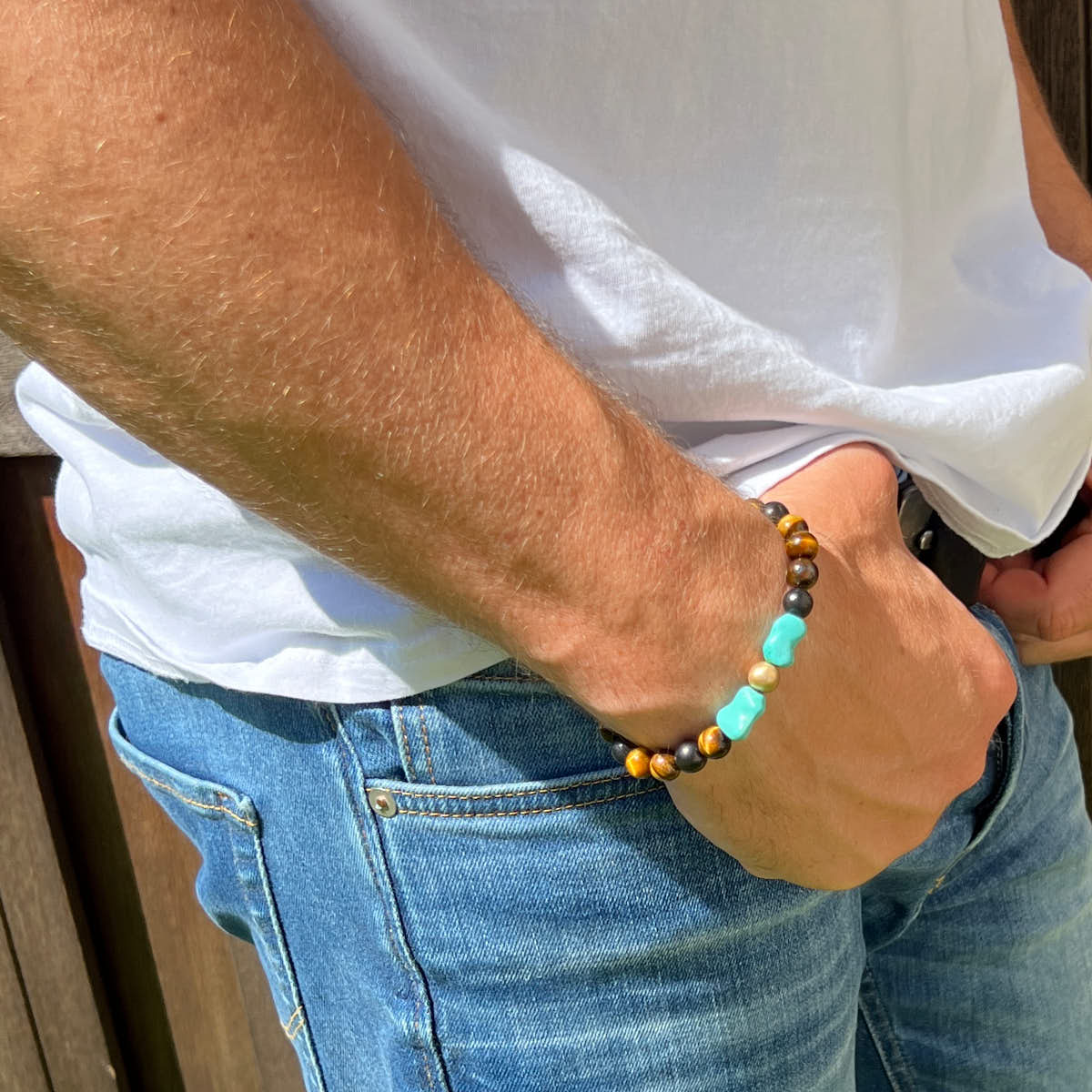Armband - Türkis, Schungit & Tigerauge Herrenarmband / Damenarmband