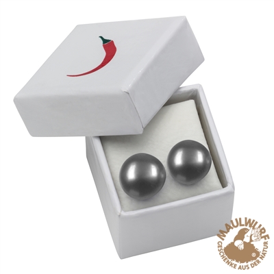 Ohrstecker Perle dunkel grau, Kugel, 6mm, rhodiniert