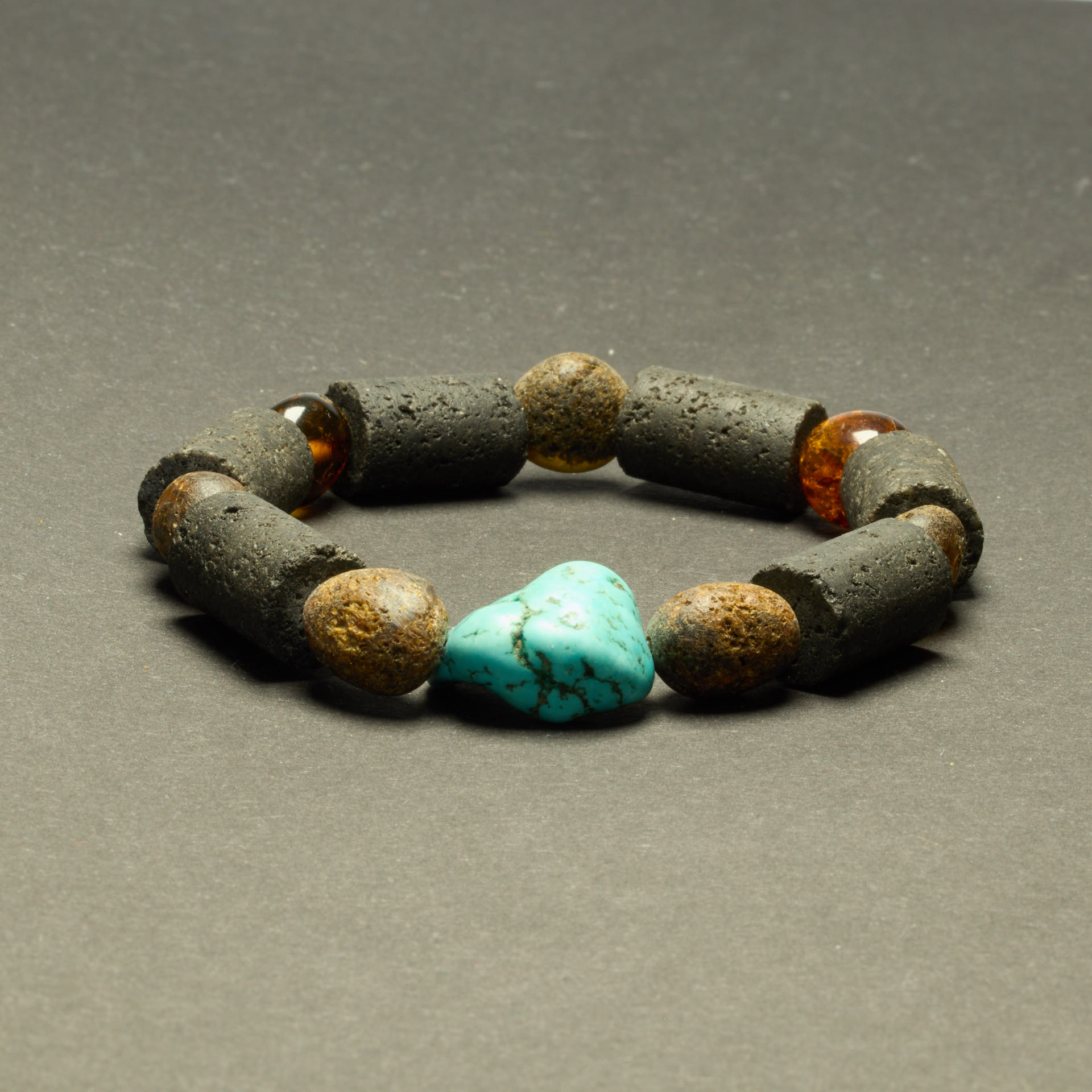 Armband - Lava, Bernstein & Türkis, Herrenarmband / Damenarmband